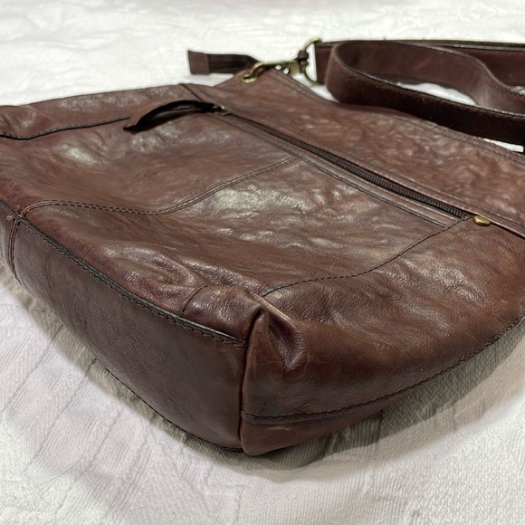Vintage Fossil Sasha Brown Genuine Distressed Leather Bag Purse Crossbody ZB2987 - Picture 6 of 16